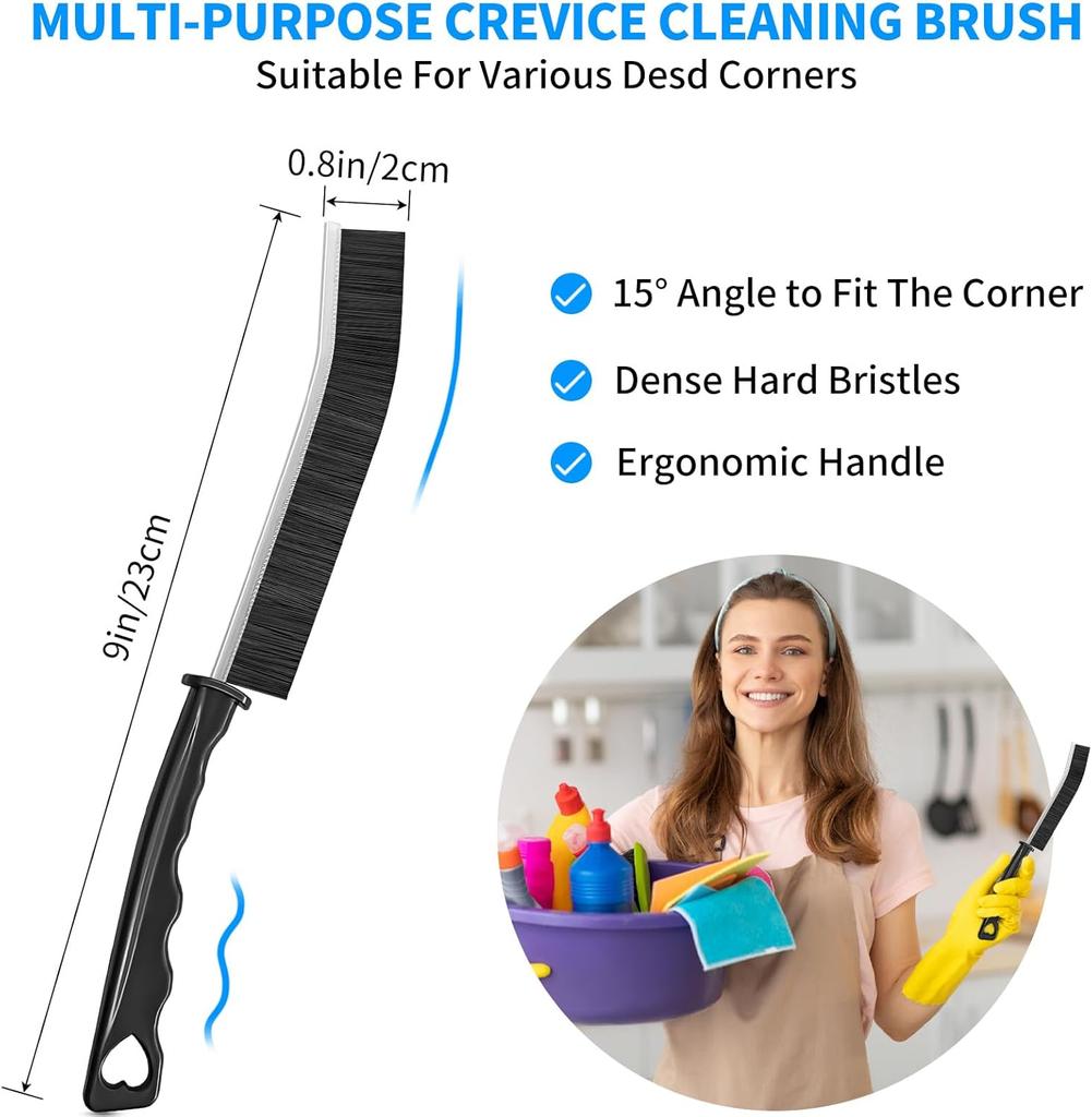 4PC Multi-Purpose Hard Bristle Crevice Cleaning Brush -Deep Reach Gap Cleaning Tool for Household Use Versatile, Durable, Thin Brush To Clean Tight