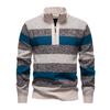 Men Knitted Sweater Color Block Zippered Half Turtleneck Pullover Tops Long Sleeve Half-Zipper Casual Pullover Tops