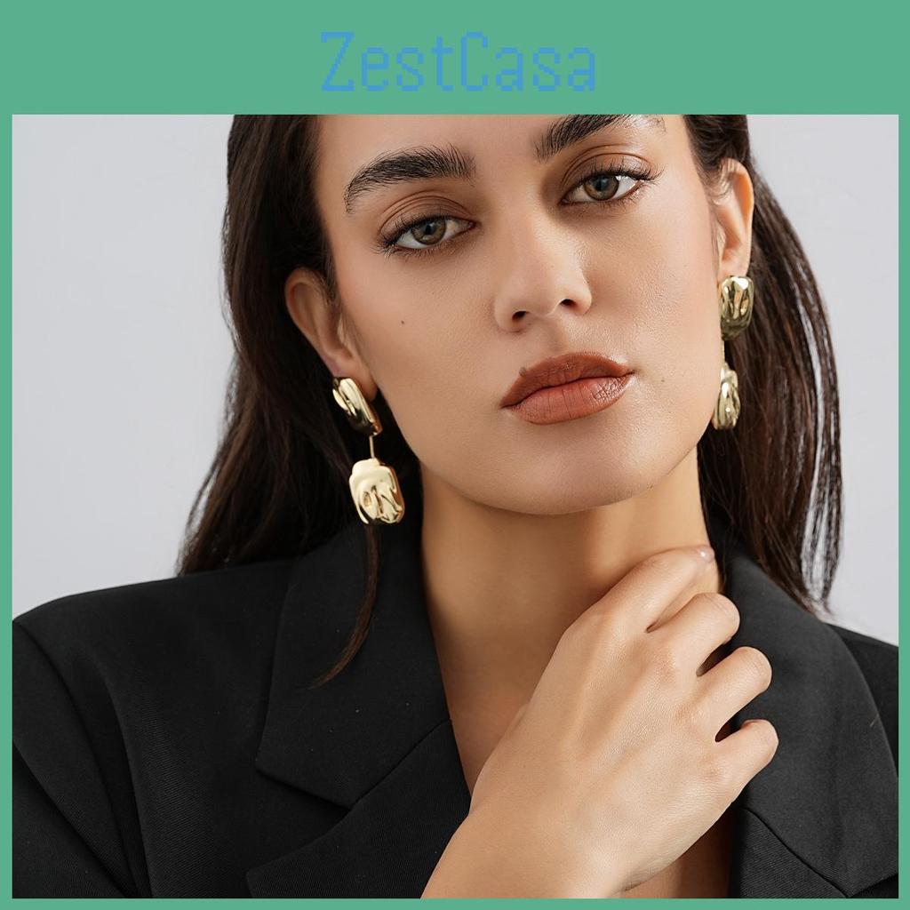 Stylish Cross-border Geometric Earrings Chic Gold Alloy Plated Statement Pieces