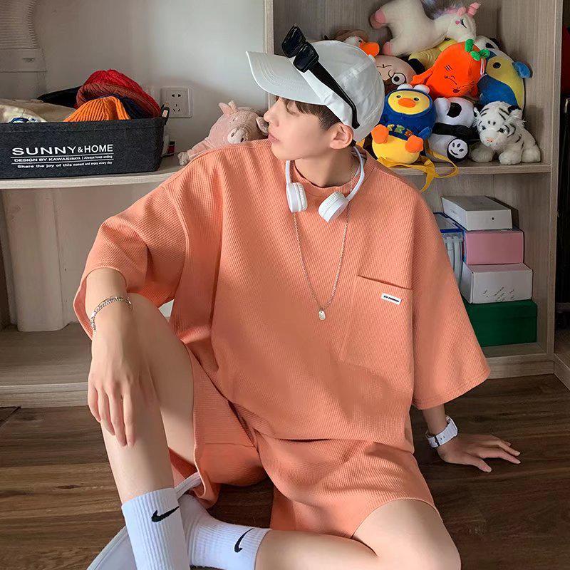 Zijun Trendy Waffle T-Shirt & Wide-Leg Pants Sportswear Set