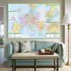 Europäisches Eisenbahnnetz Kartenposter - Detaillierte Kontinentale Zugrouten Wandkunst Dekoration für Zuhause Büro, Pädagogische Geografiekarte Papierdruck