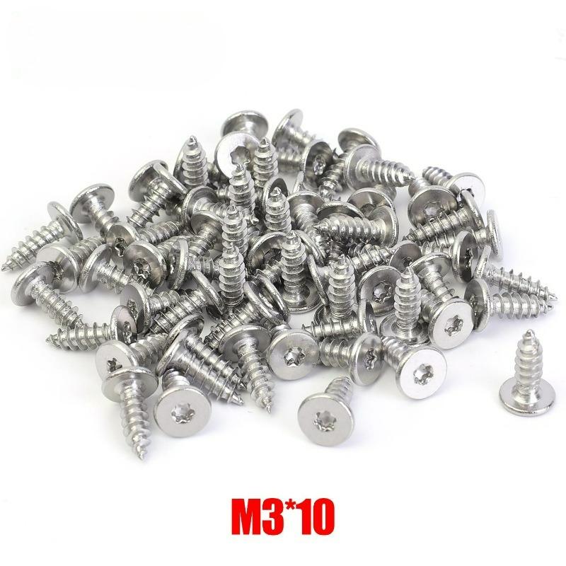 200/50Pcs Plum Tapping Screw Thin Head Star Pointed Stainless Steel M3 M4 Self-Tapping Screws Woodwork Hardware Parts Supplies