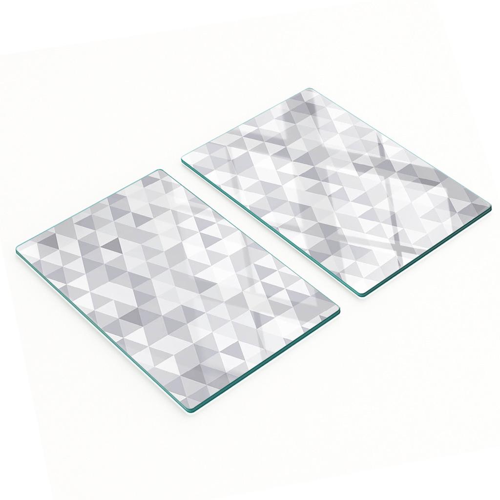 Glass Kitchen Cutting Boards With Gray Triangle Graphics 2X40X52 Cm