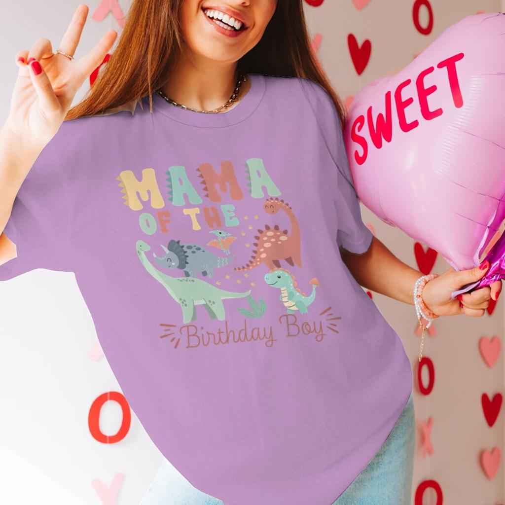 MamaDad of The Birthday Boy Print Couple Matching Tshirt Cartoon Dinosaur Papa Mon Valentines Day Streetwear Lovers Gifts