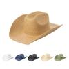 Papierstrohhut mit breiter Krempe und gerolltem Rand Western Cowboy Strohhut für Männer und Frauen Sommer Strand Sonnenschutz Cowboy