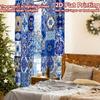 2pcs, 2D FLAT PRINTING Curtains (Without Rod) Pattern Mosaic(1) Festive Fashion Curtains Versatile Durable Polyester Curtains