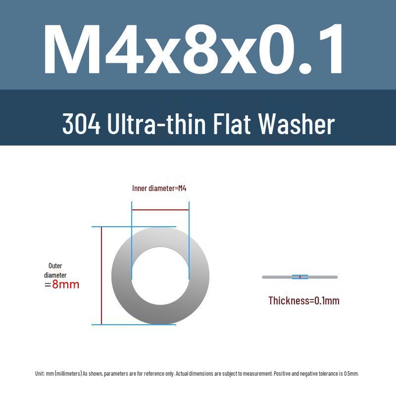 Yigu 304 Stainless Steel Flat Washer Shim Ring (Sizes M3, M4, M5, M8)