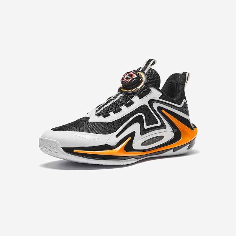 Anta Kids Qingkuangci Mesh Round Toe Comfortable Simple Lightweight Shock Absorbing Wear Resistant Low Top Basketball Shoes A12431106-1