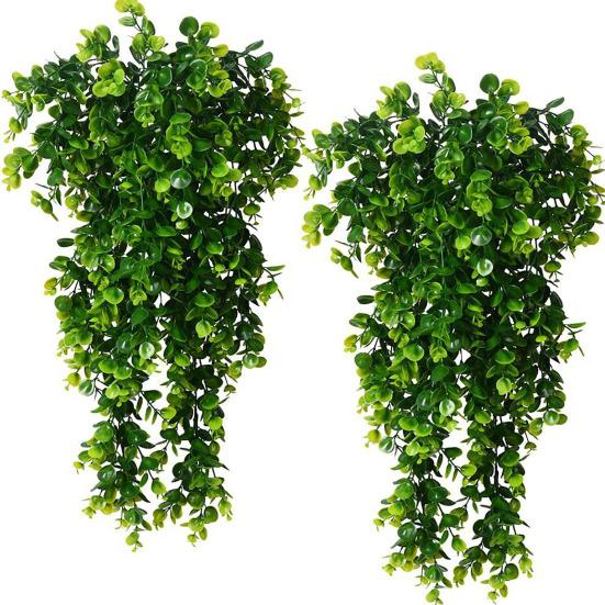 4Pcs 30-Inch Hanging Artificial Green Plants Realistic Fake Eucalyptus Leaf Vine Indoor