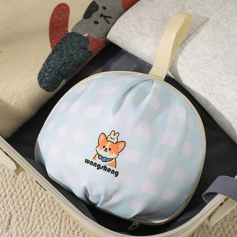 Plaid Cartoon Puppy Lingerie Storage Bag - Travel Shell Organizer for Business Trips