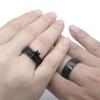 Charm Couple Rings For Women Black Rhinestones Rings Set Trendy Men Stainless Steel Ring Fashion Wedding Jewelry For Lover Gifts