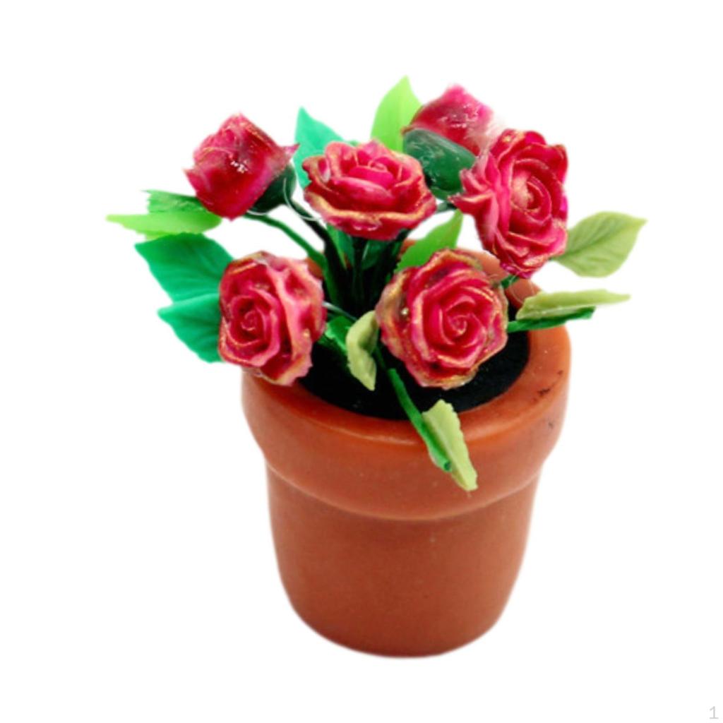 1:6 1:12 Maßstab Puppenhaus Topfblumen Feengarten Deko Klassisches Kinderspielzeug Harz