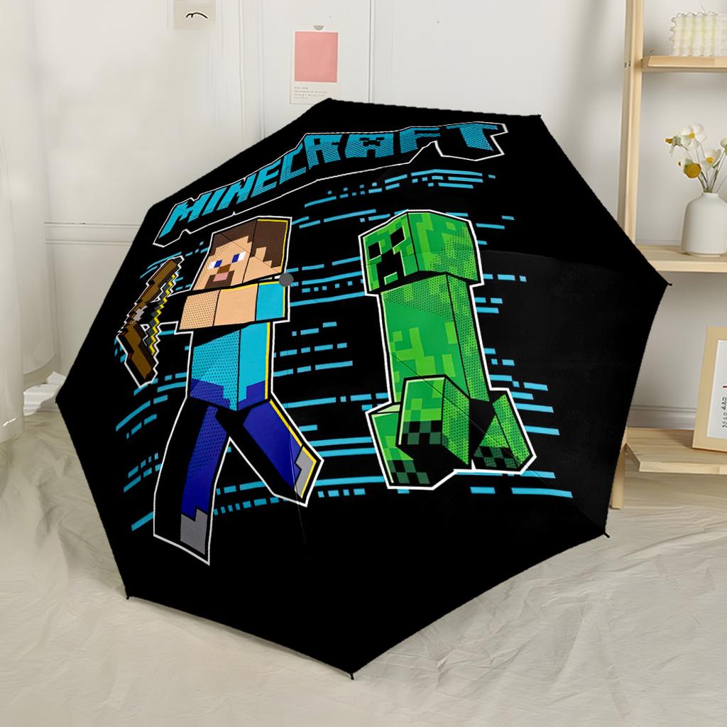 Minecraft Bee Adventure Portable Automatic Umbrella Compact & Durable 8-Rib Design Lightweight All-Season Travel Elegant Women's Umbrella