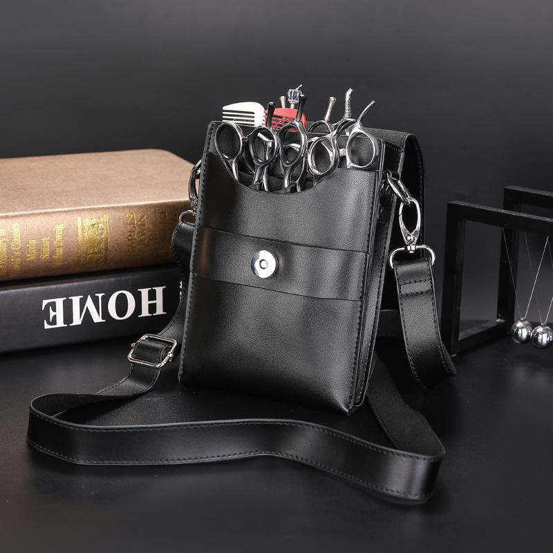 Professional 8 Pocket PU Leather Hair Scissor Bag Clips Bag Hairdressing Barber Scissor Holster Pouch Holder With Waist Belt