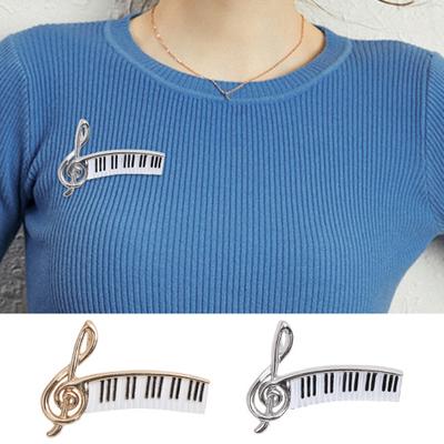 Creative Piano Musical Notes Shape Brooch Exquisite Elegant Literary Musical Instrument Badge Wedding Party Jewelry Gift