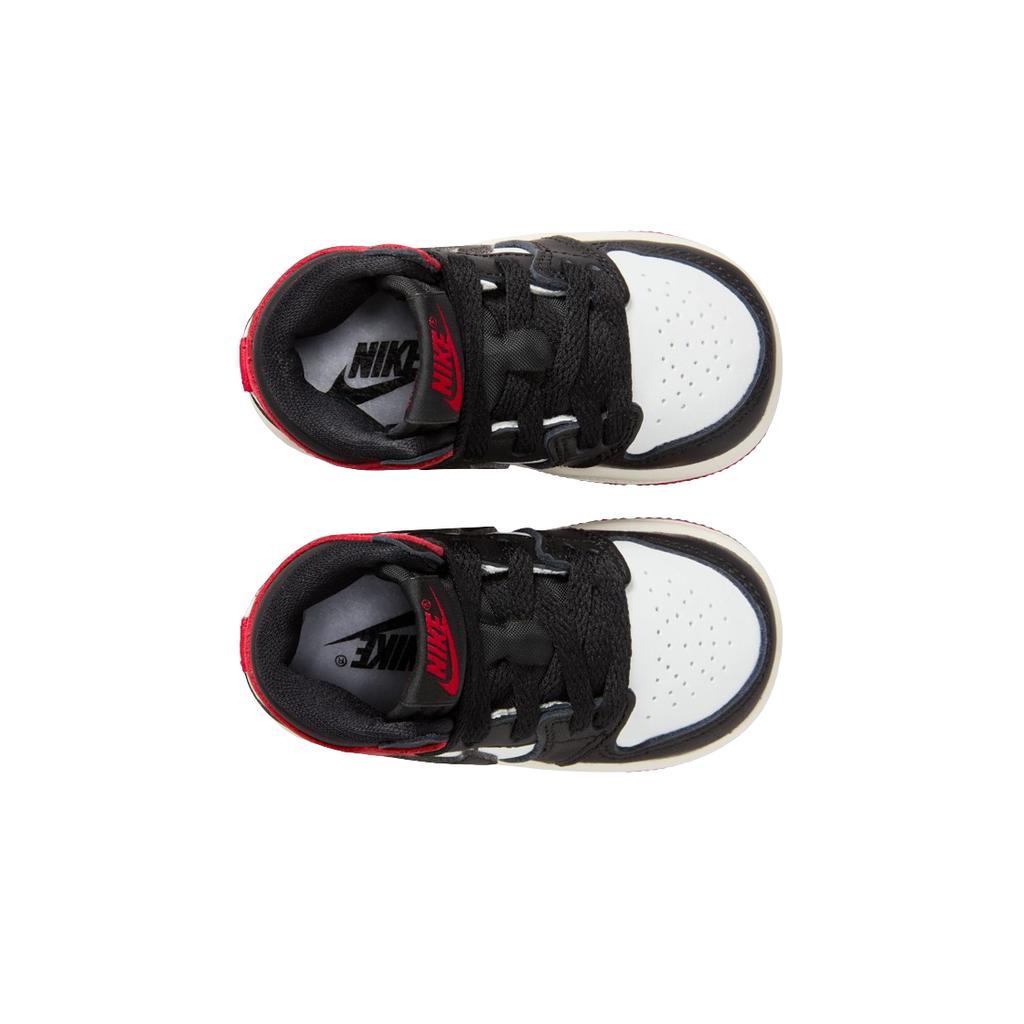 Zapatillas de Bebé Air Jordan 1 Retro High OG TD Black Toe Reimagined Rojo Varsity-Red Blanco FD1413-106