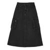 Intercrew Women'S Black Cargo A-Line Long Denim Skirt Black Ita2Sl62Abk