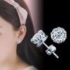 Orecchini a bottone con zirconi cubici placcati in argento da donna alla moda