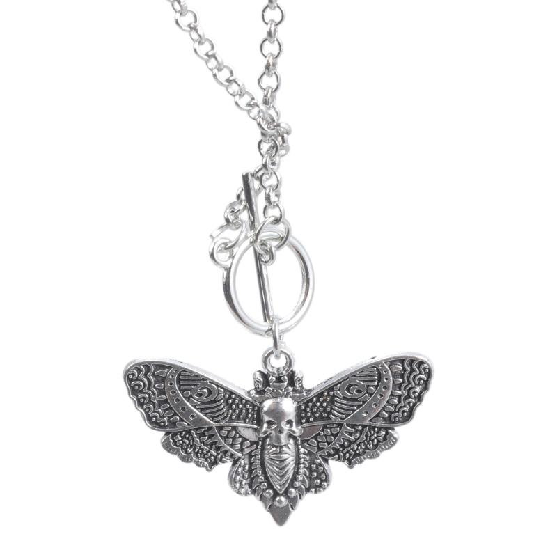 

Готическое ожерелье-подвеска «Мертвая голова», цепочка для ключицы, простая цепочка, ожерелье с черепом и бабочкой, украшения для женщин и мужчин 1