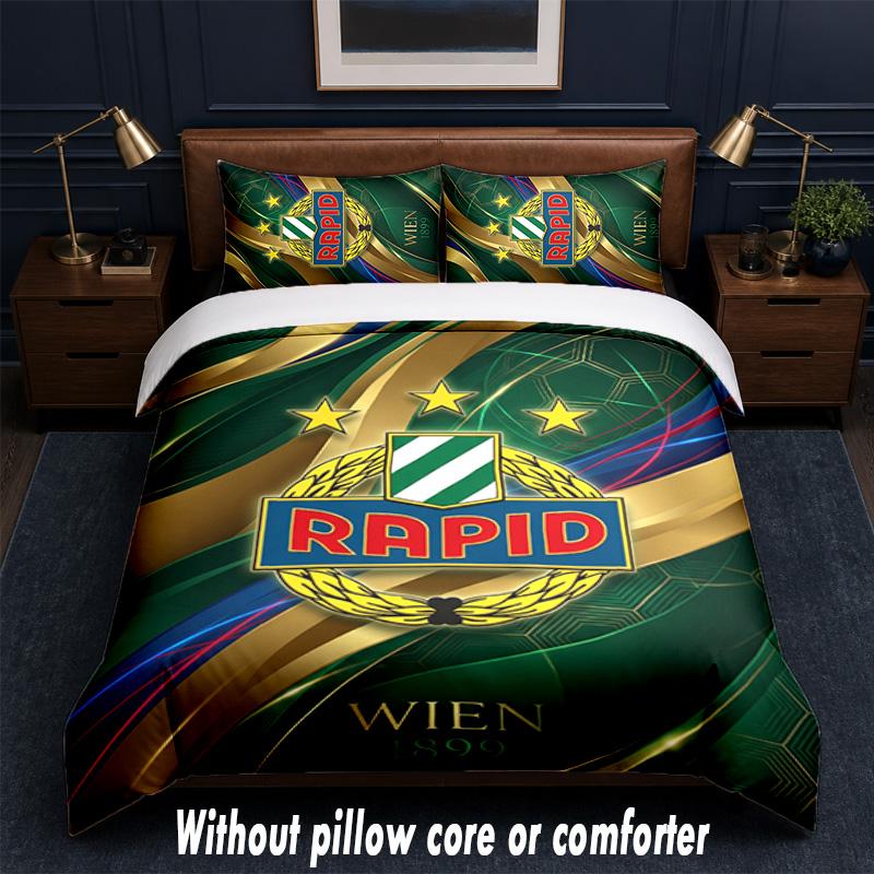 Rapid Wien FC Design Bed Bedding Set 1 Duvet Cover + 2 Pillowcases Soft Breathable Household Bed Linens