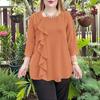 ZANZEA Women Casual Round Neck Loose 3/4 Sleeve Blouse