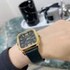 Fashion Large Dial Temperament Women'S Watch Personality Domineering Neutral Watch Women'S Gold Case Leather Strap Square