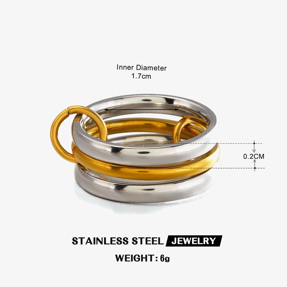 Stainless Steel Plain Band Rings Unisex 3 Layer Overlap Stackable Rings Hip Hop Trendy No Fade Party Banquet Jewelry Accessories