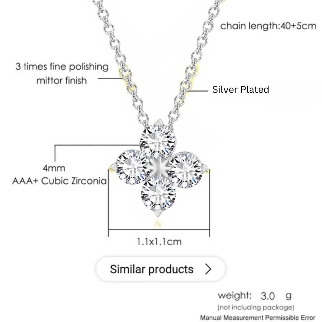 Pendant with Link Chain, Floral Shape Necklace for Women & Girls