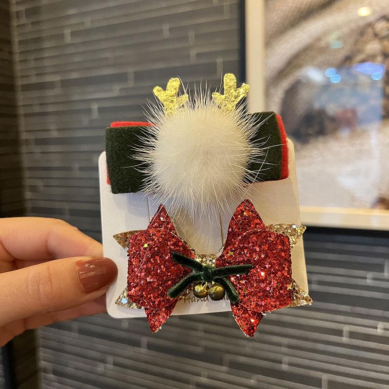 Girls' Cute Christmas Bow Hair Clips - Dress-up Side Clips and Bangs Accessories