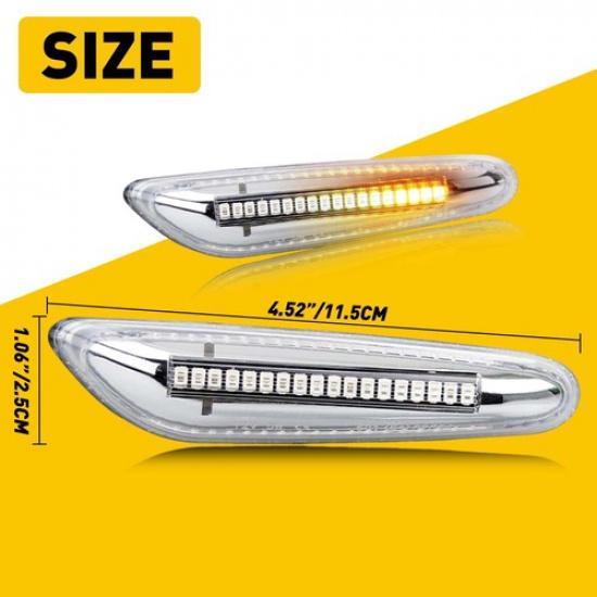2X LED Front Fender Marker Side Lights Assembly BMW For E46 E60 E61 E82 E88 E90