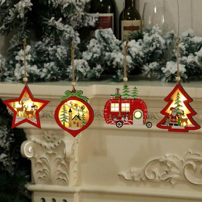 Weihnachtsschmuck Christbaumanhänger Holzfarbige Leuchtanhänger Christbaumschmuck Kleine Geschenke