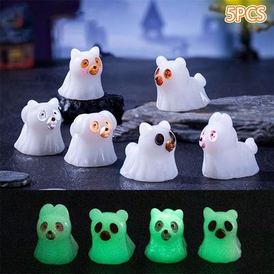 5PCS Dollhouse Luminous Ghost Animal Miniature Models DIY Accessories Doll House Decor Halloween Ornaments Glow In The Dark Toys