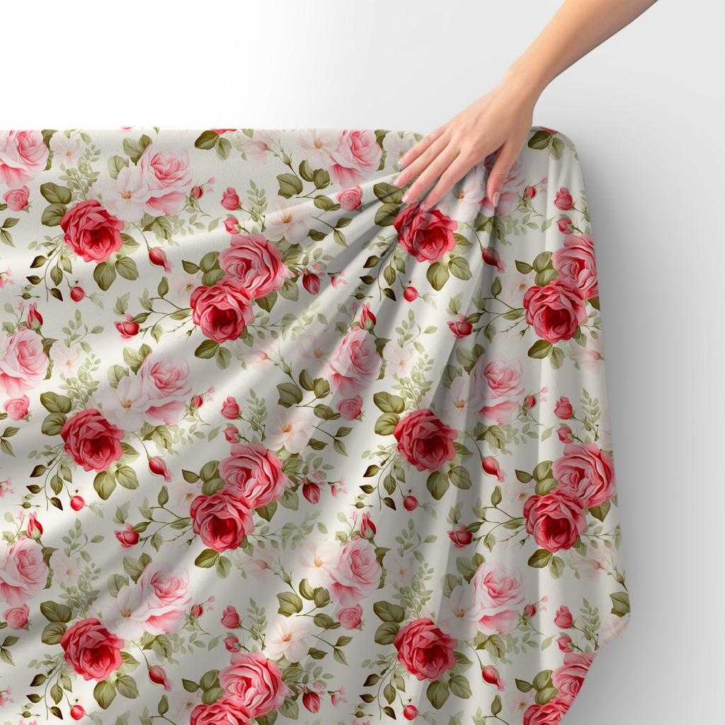 Royal Samt Stoff Polyester Zum Nähen - Motiv Blumen - Rdx2057
