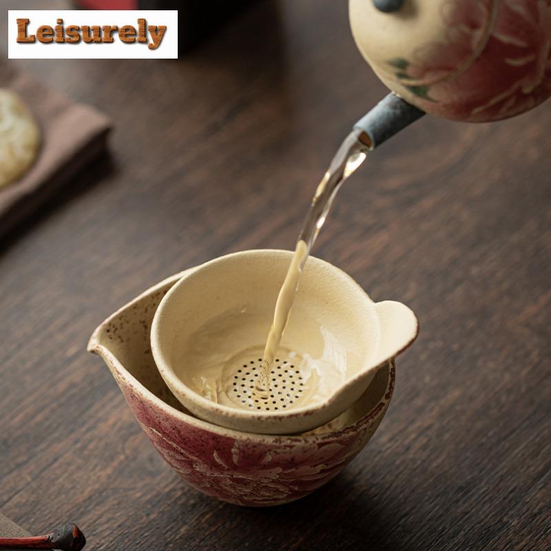 Blue And White Flint Red Tea Separator Infusor Elegant Tea Strainer Dispenser Tea Making Tea Filter Cha Supplies Collection Gift