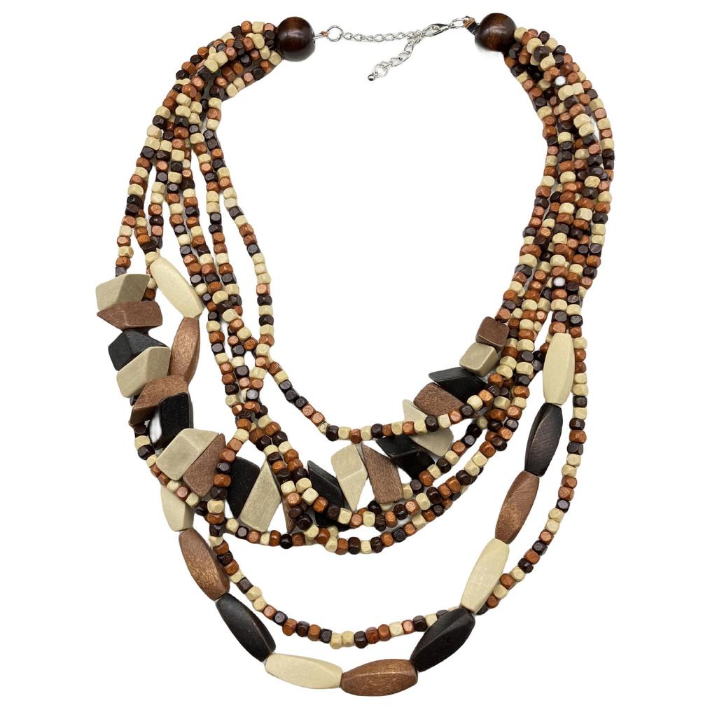 Ethnic Retro Wood Multi-layer Long Necklace