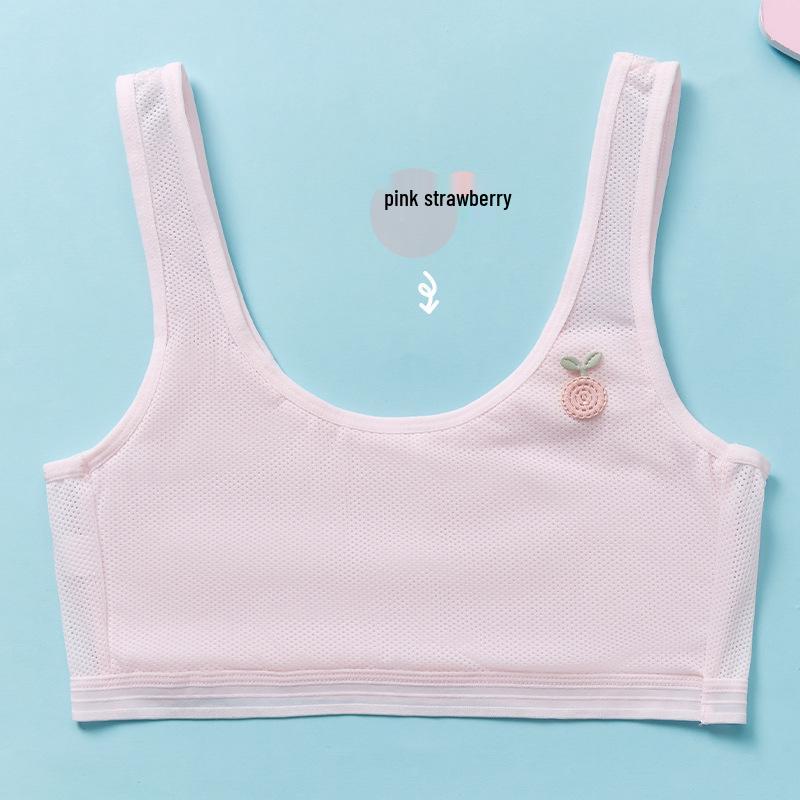 Breathable Strapless Girls' Training Bra - Summer Mesh Vest Style for Middle School Students