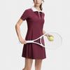 Fila Color Block Logo Tennis Polo Dress With Shorts Women Dresses Wine-Red A11W423304F-WI