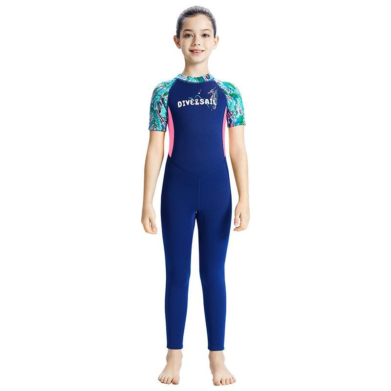 DIVESAIL 2.5mm Kids Full Wetsuit Girls Snorkeling Diving Surfing Water Sports Warm Chloroprene Neoprene