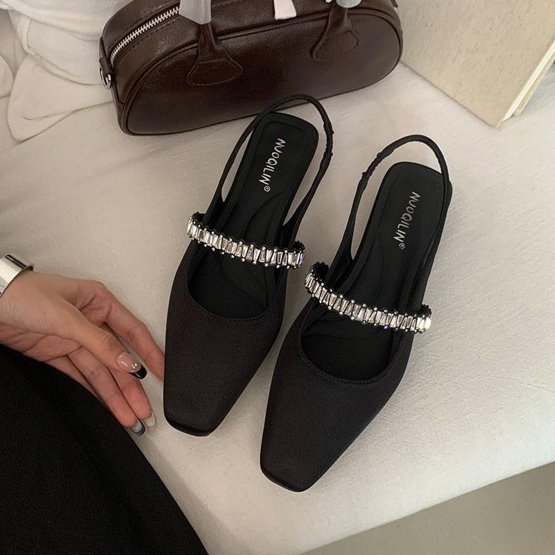 Fashion Luxury Rhinestones Fashion Shallow Women Flats Sandals Slip On Shoes Female Pointed Toe Footwear Ladies Flats Sandals Shoes