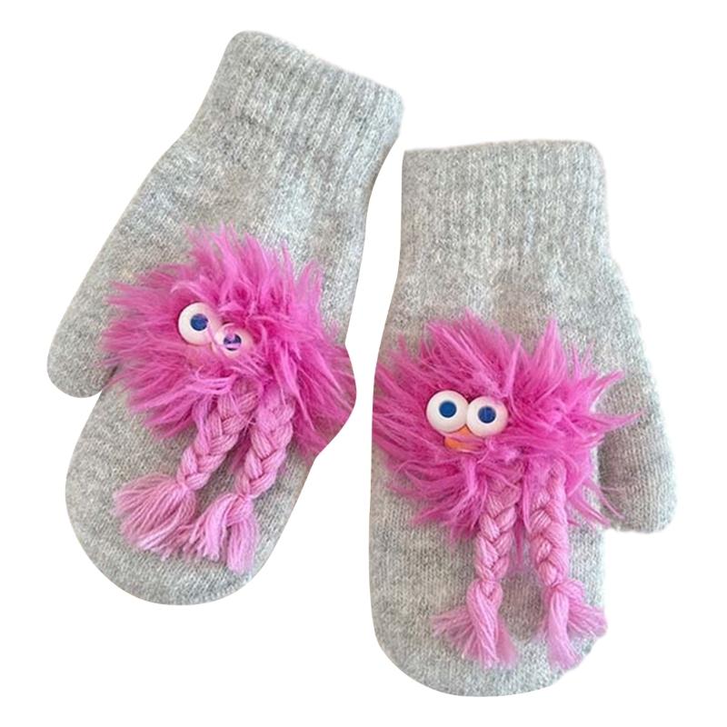 Adorkable Thicken Mitten with Braids Knit Gloves Protect from the Cold Cartoon Clown Unisex Full Finger Glove