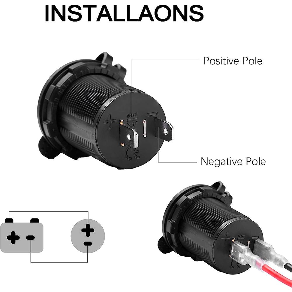 Car Cigarette Lighter Socket 12V 24V Adapte Plug Motorcycles Cigar Jack Multi Socket for Marine Boat Motorcycle Truck RV ATV