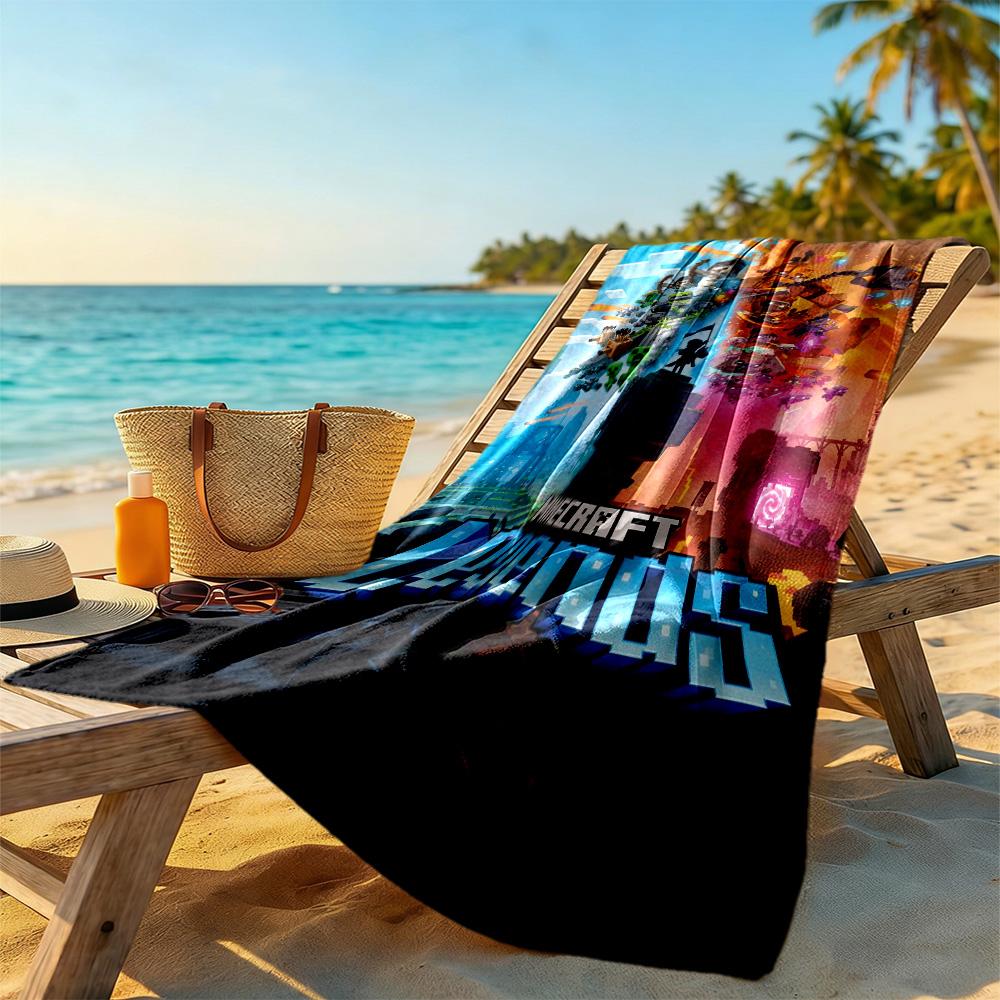 Minecraft Beach Towel High Absorbency & Quick-Dry Comfortable Lightweight Portable for Swimming,Beach,Camping, Travel, Beach Accessories,Gym