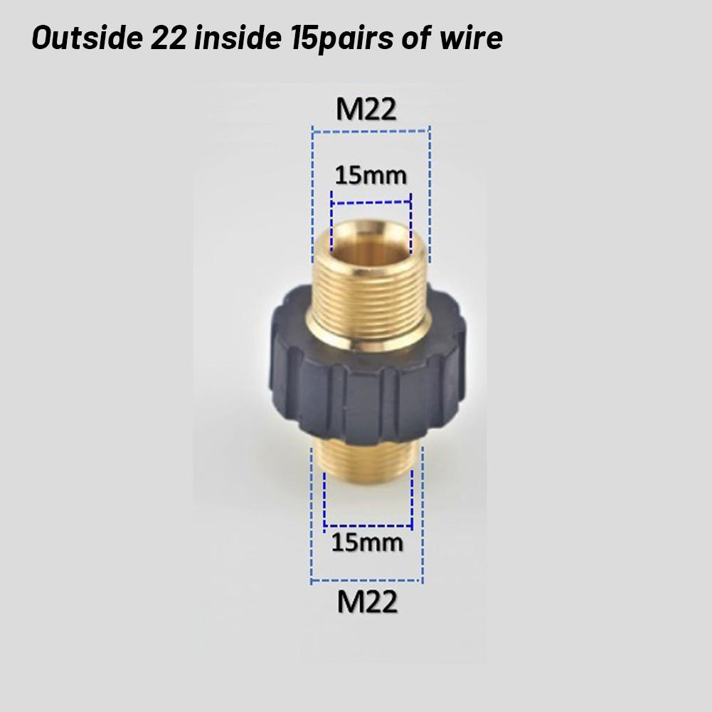 

M22x1.5 14H to 15H Solid Brass Adapter for High Pressure Cleaner Accessories with Double Inner Cable Connection