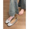 Sheepskin Version~ Leather Small Inner Height Increase Mary Jane Shoes Women's French Retro Bow Ballet Shoes Single Shoes