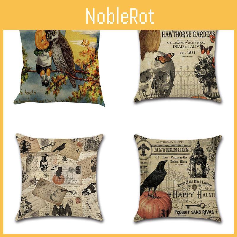Stylish Cotton Linen Pillow Covers For Halloween Featuring Unique Pumpkin Designs