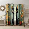 2 pcs   versatile polyester transparent curtains for home decoration Charming Rustic Black Cat & Floral for use in bedrooms and