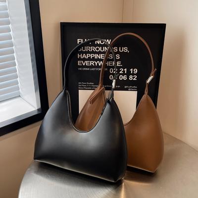 Modische Unterarm-Schultertaschen für Damen aus PU-Leder in reiner Farbe, Achsel-Hobo-Tasche, neue Luxus-Designer-Geldbörsen und Handtaschen