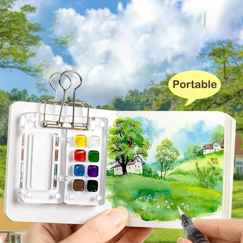 Set Paletă Acuarelă de Călătorie Mini de Buzunar Seturi de Călătorie Paletă Acuarelă pentru Pictori Artiști Studenți
