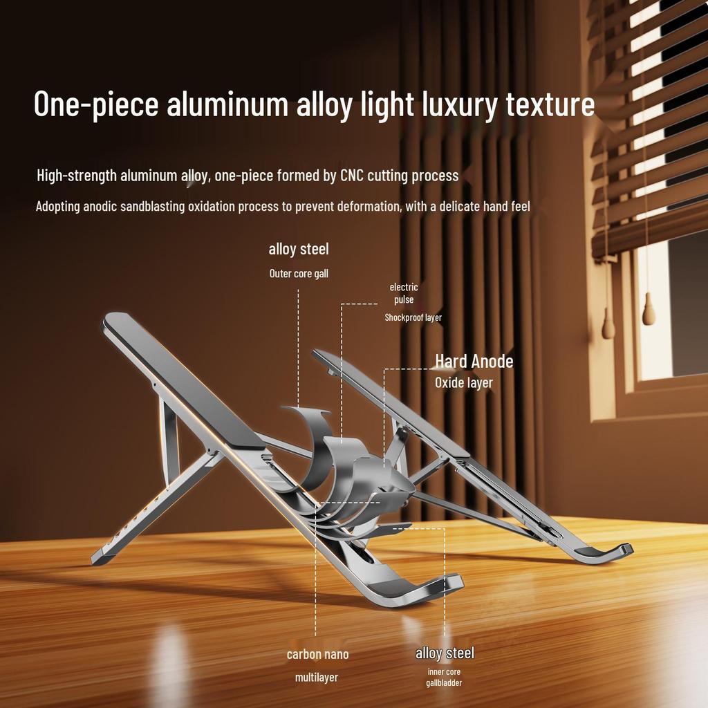 Foldable Height-Adjustable Metal Laptop Stand with Cooling for Gaming Laptops