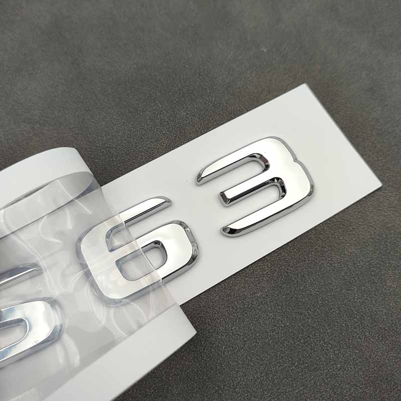 3D ABS Chrome Logo S63 Letters Car Trunk Emblem Badge Decal For Mercedes Benz S63 AMG W222 W221 C217 S63 Sticker Accessories QN1